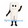 Tooth Mascot Costume in White with Smiling Face