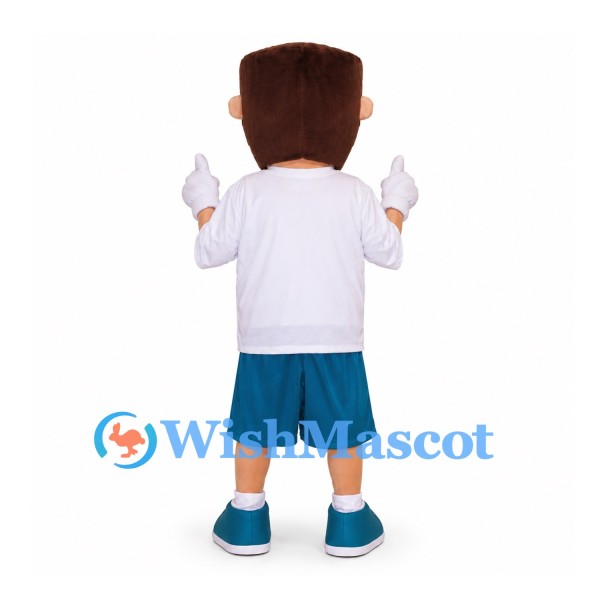 Boy Mascot Costume with White Shirt and Teal Shorts