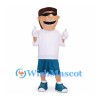 Boy Mascot Costume with White Shirt and Teal Shorts