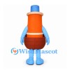 Orange Character Mascot Costume with Blue Top Hat and Brown Pants