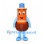 Orange Character Mascot Costume with Blue Top Hat and Brown Pants