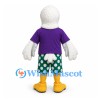 Eagle Mascot Costume with Purple Shirt and Polka Dot Shorts