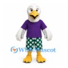 Eagle Mascot Costume with Purple Shirt and Polka Dot Shorts