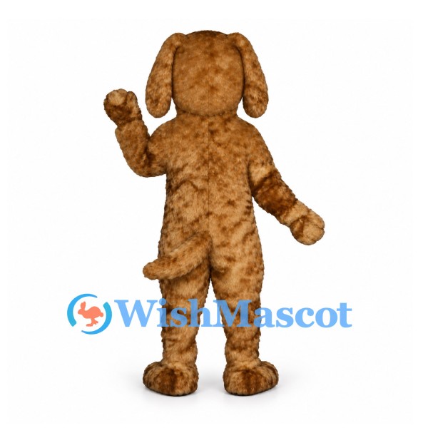 Dog Mascot Costume with Curly Brown Fur and Floppy Ears