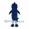 Shark Mascot Costume in Blue and White with Toothy Smile