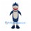 Shark Mascot Costume in Blue and White with Toothy Smile