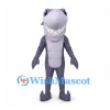 Shark Mascot Costume in Purple with Segmented Belly