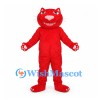 Cat Mascot Costume in Red with Long Tail