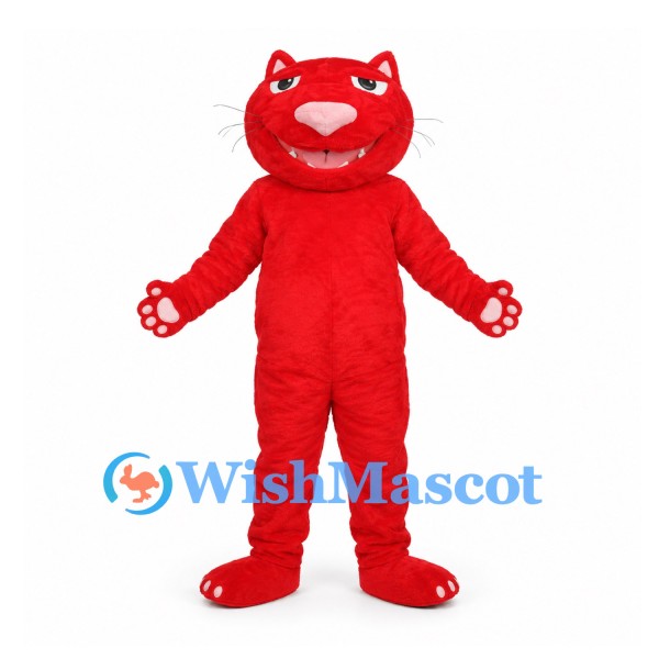 Cat Mascot Costume in Red with Long Tail