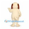 Dog Mascot Costume in Cream with Brown Ears and Eye Patches