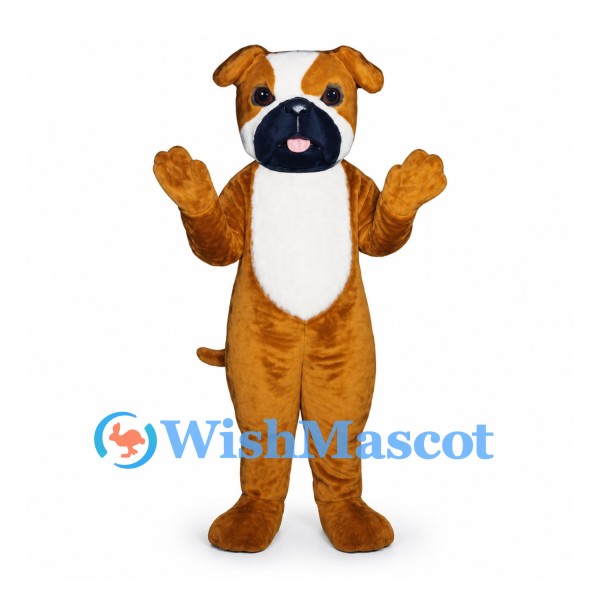 Bulldog Mascot Costume in Brown with White Chest and Dark Muzzle