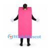 Rectangle Mascot Costume in Pink with Open Face Design