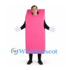 Rectangle Mascot Costume in Pink with Open Face Design