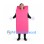 Rectangle Mascot Costume in Pink with Open Face Design