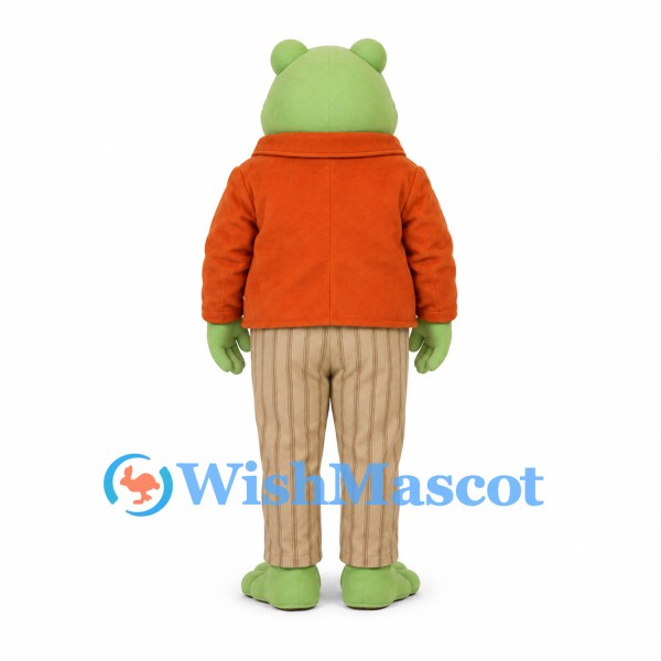Frog Mascot Costume with Orange Jacket and Striped Pants