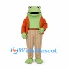 Frog Mascot Costume with Orange Jacket and Striped Pants