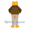 Frog Mascot Costume in Yellow with Patterned Jacket and Beige Pants