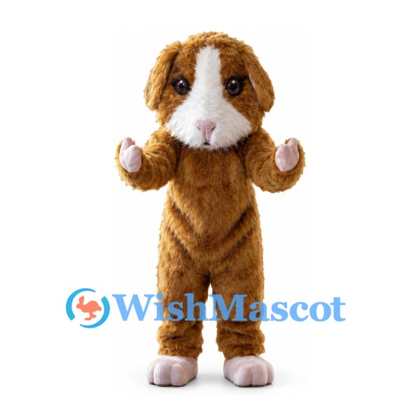 Dog Mascot Costume in Brown and White with Fluffy Ears