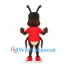 Cricket Mascot Costume with Red Shirt and Red Shoes