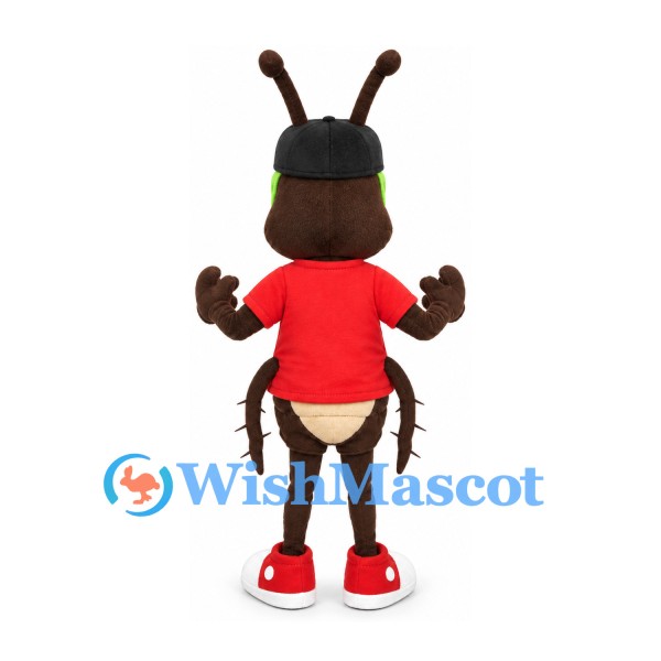 Cricket Mascot Costume with Red Shirt and Red Shoes
