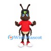 Cricket Mascot Costume with Red Shirt and Red Shoes