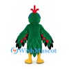 Parrot Mascot Costume in Green with Red Face and Wing Details