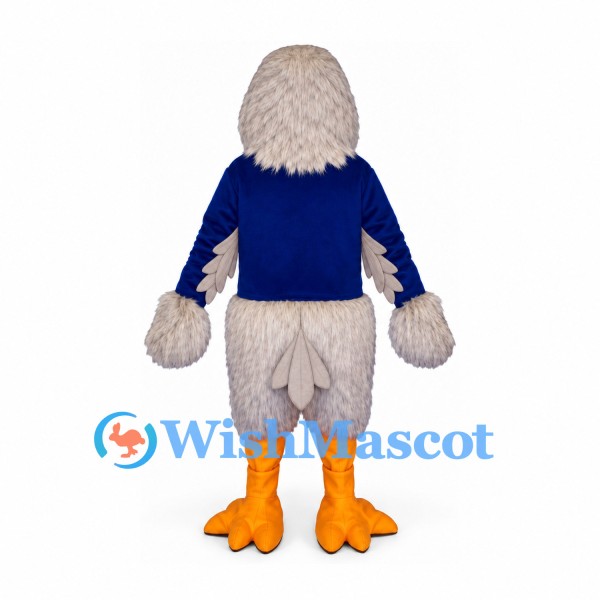 Eagle Mascot Costume in Gray with Blue Shirt