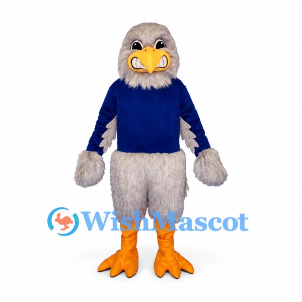 Eagle Mascot Costume in Gray with Blue Shirt