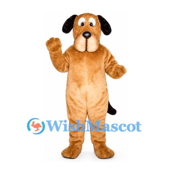 Dog Mascot Costume in Tan with Black Ears