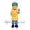 Reporter Mascot Costume with Yellow Coat and Green Checkered Cap