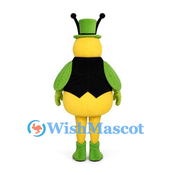 Bee Mascot Costume with Green Top Hat and Black Vest