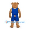 Bulldog Mascot Costume with Blue Basketball Uniform