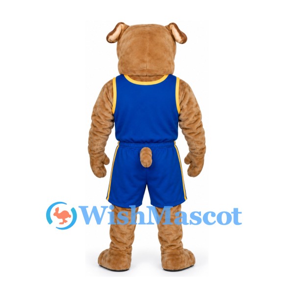 Bulldog Mascot Costume with Blue Basketball Uniform