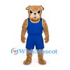 Bulldog Mascot Costume with Blue Basketball Uniform