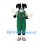 Dog Mascot Costume in Black and White with Green Overalls