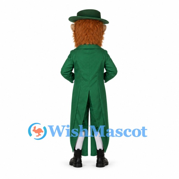 Leprechaun Mascot Costume with Green Tailcoat and Bowler Hat