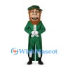 Leprechaun Mascot Costume with Green Tailcoat and Bowler Hat