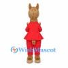 Rabbit Mascot Costume with Red Suit and Yellow Bow Tie
