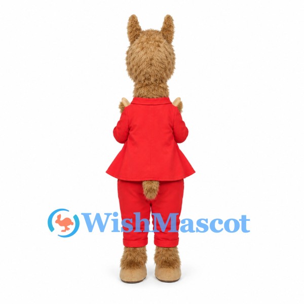 Rabbit Mascot Costume with Red Suit and Yellow Bow Tie