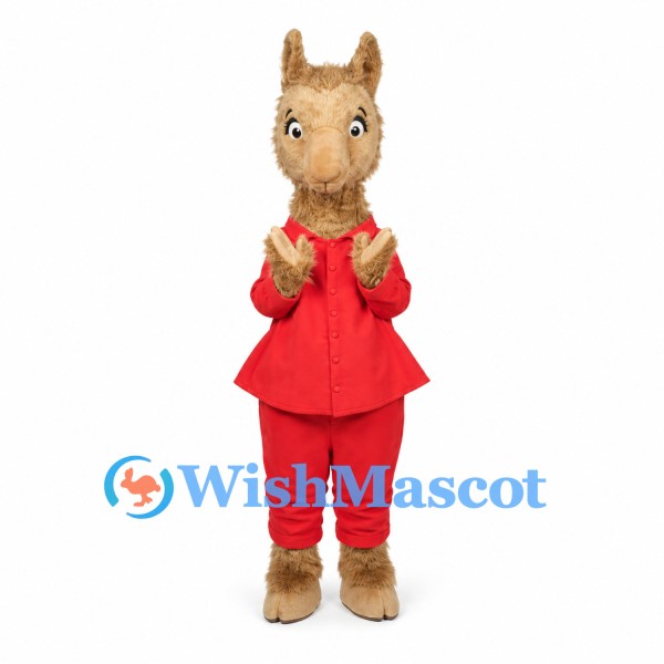 Rabbit Mascot Costume with Red Suit and Yellow Bow Tie