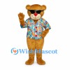 Bear Mascot Costume with Floral Shirt and Black Sunglasses