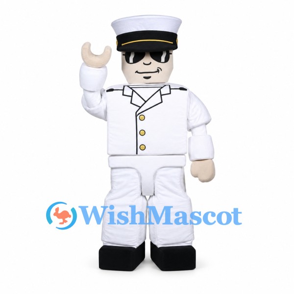 Sailor Mascot Costume with White Uniform and Cap