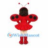 Ladybug Girl Mascot Costume with Red Dress and Spotted Wings