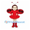 Ladybug Girl Mascot Costume with Red Dress and Spotted Wings
