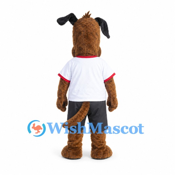 Dog Mascot Costume with White T-Shirt and Gray Shorts