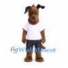 Dog Mascot Costume with White T-Shirt and Gray Shorts