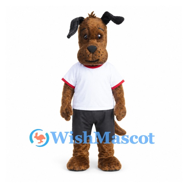 Dog Mascot Costume with White T-Shirt and Gray Shorts