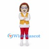 Girl Mascot Costume with Glasses Yellow Vest and Red Pants