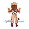 Cowboy Lion Mascot Costume with Tan Hat and Cow Print Vest