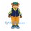 Bear Mascot Costume with Green Cap Blue Vest and Yellow Pants